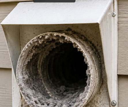 Dryer vent before professional cleaning in Richardson TX